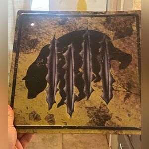 Rustic Bear Wall Art Plaque - Distressed Yellow & Black